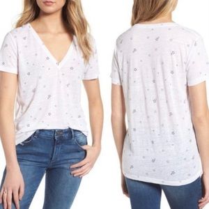 NWT Rails Cara Star Bright Linen Top blue and white Size L